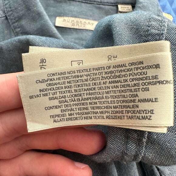 Burberry Brit Shirt Mens Small Blue Chambray Button Up Casual Shirt Designer - Picture 9 of 11